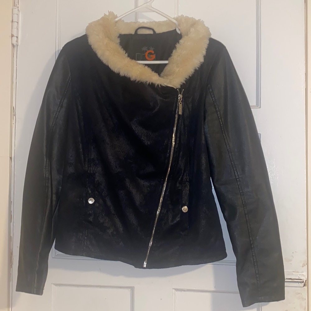 Black leather jacket size medium